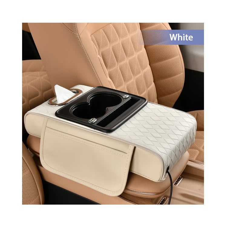 Wholesale Car Armrest Pillow on Center Console With Storage Bag Leather Hand Rest Support Cushion Tissue Box