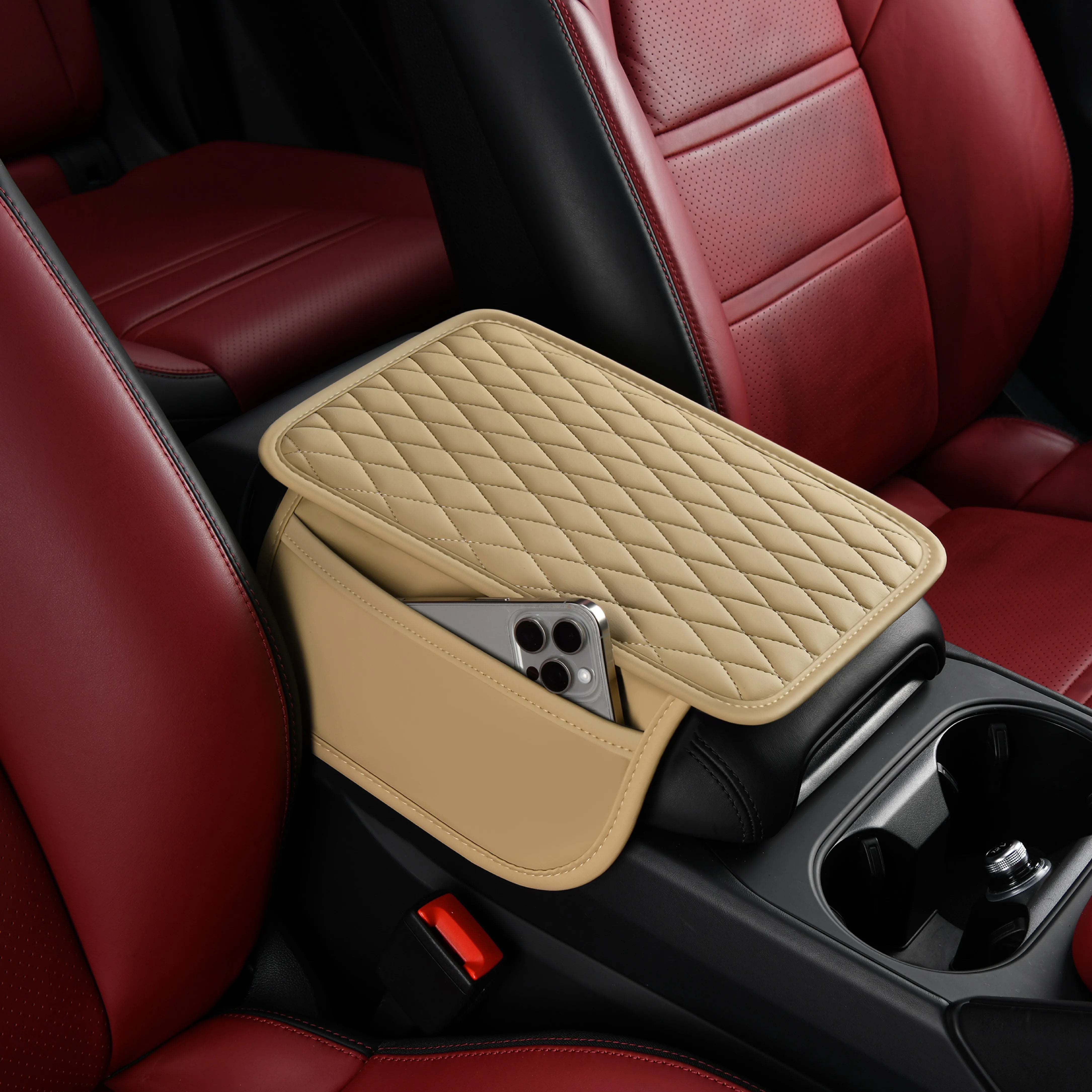 Factory Direct Sell Leather Center Console Cushion Pad Fabric Rhombus Lattice Compatible