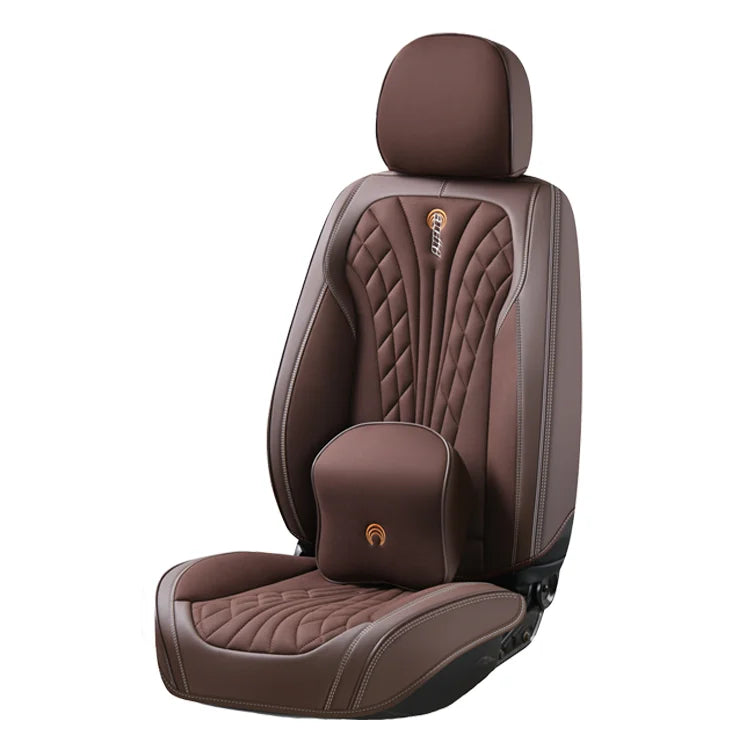 Luxury Nappa Leather Car Seat Cover Full Set Universal Waterproof Protector with Skin-Friendly Texture Skin-Care Designed