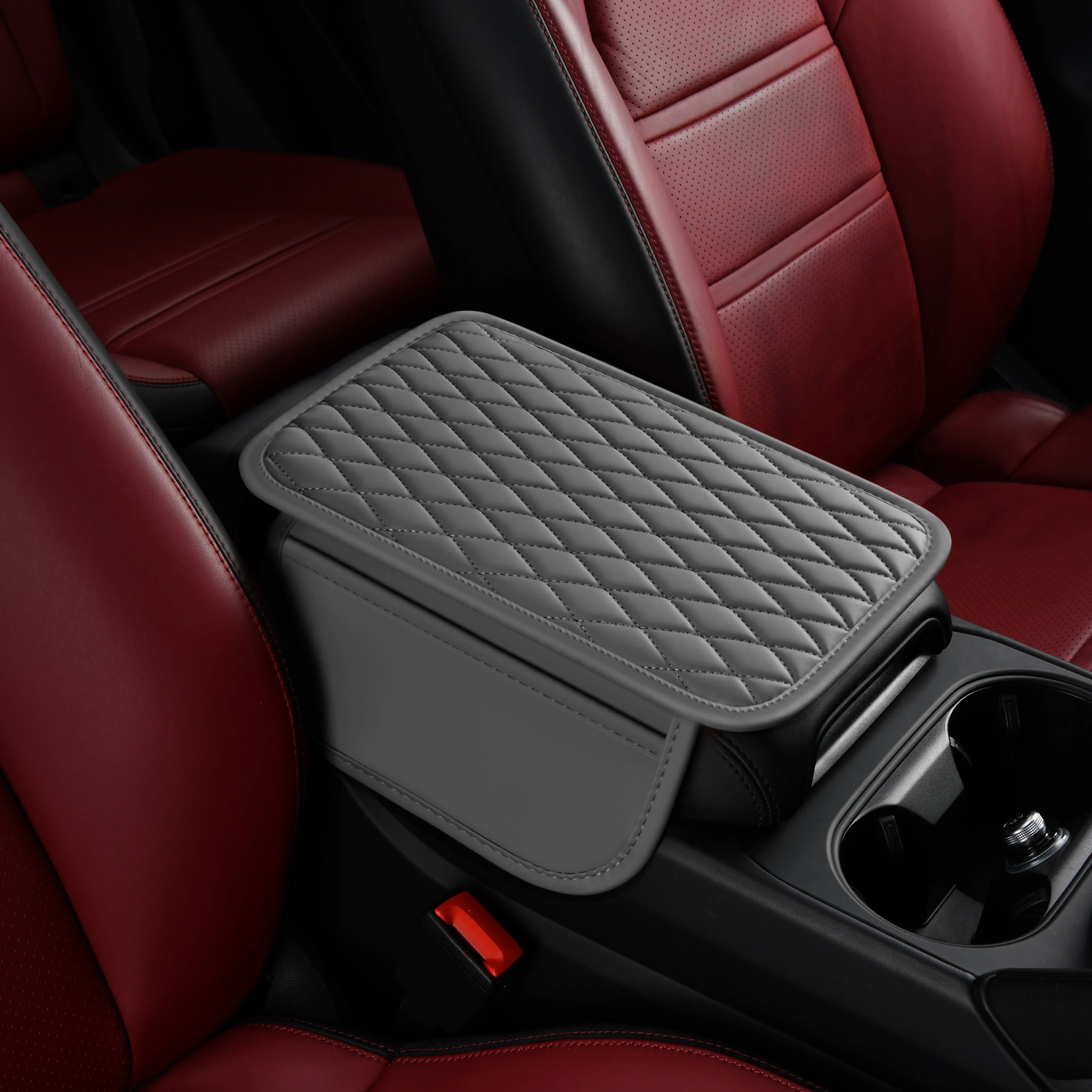 2025 Waterproof Luxury Car Armrest Protector Pad Material Leather Auto Armrest Mat for Phone Storage
