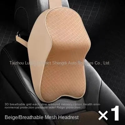 Factory Direct Large Single Headrest Breathable Net Memory Cotton Neck Cushion for Four Seasons Universal Leather Design