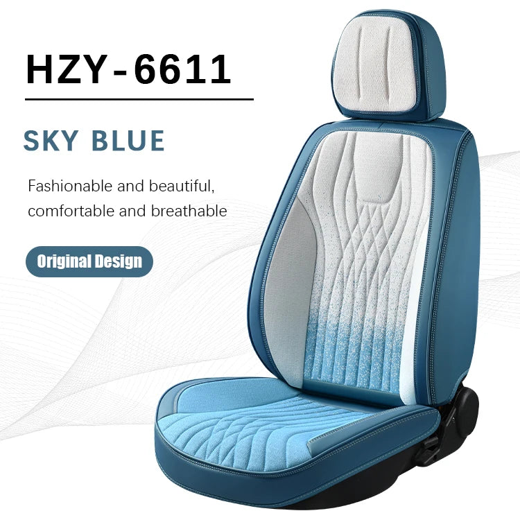 Custom Leather Luxury Breathable Car Seat Cover Full Set for Universal Car Seat Protector