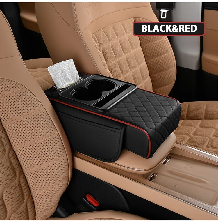 Wholesale Price Car Armrest Pillow on Center Console With Leather Hand Rest Support Cushion Tissue Box Cup Phone Storage Box