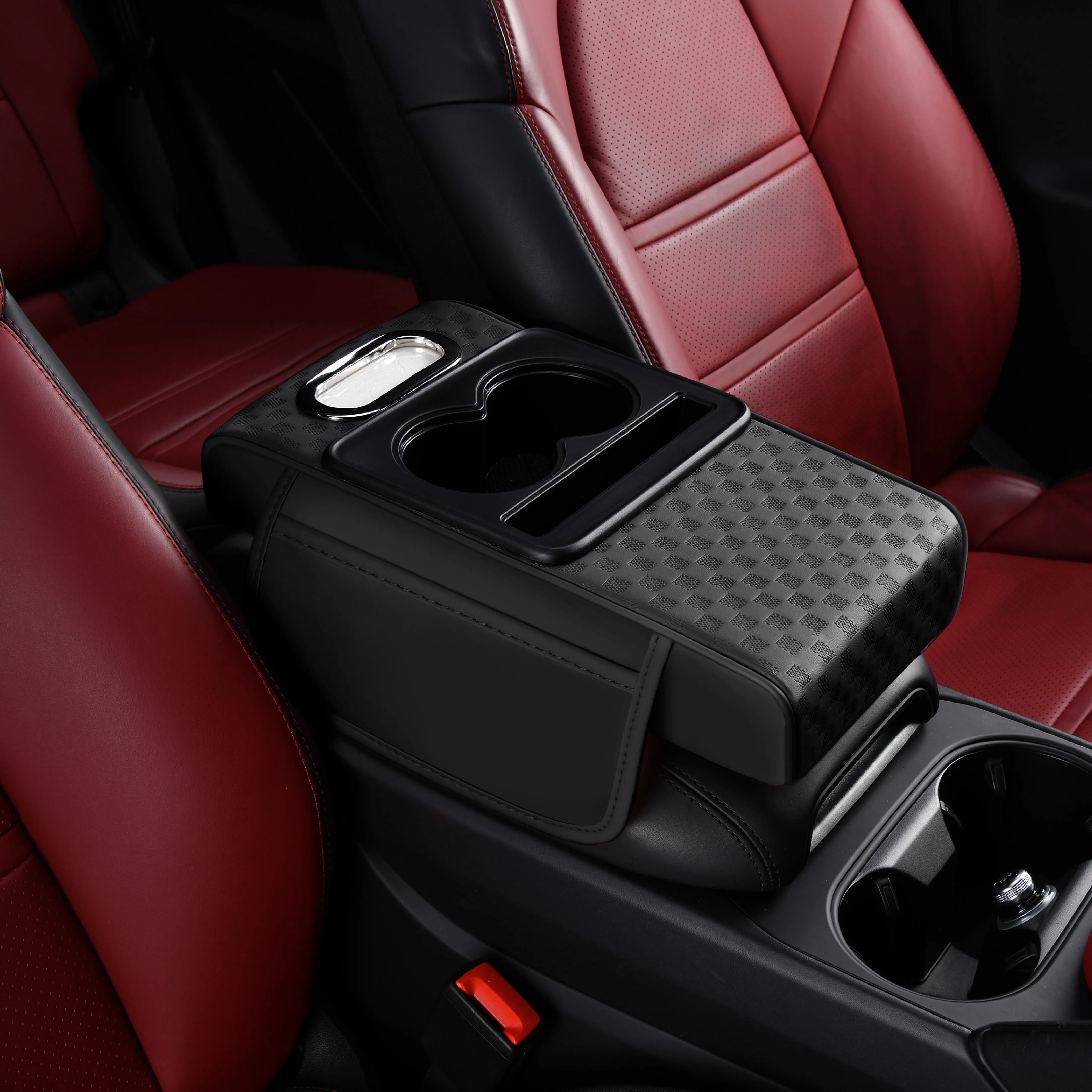 Universal Armrest Cover Leather Multifunctional Side Storage Increase Height with Cup Holders Tissue Box Car Decor Accessories