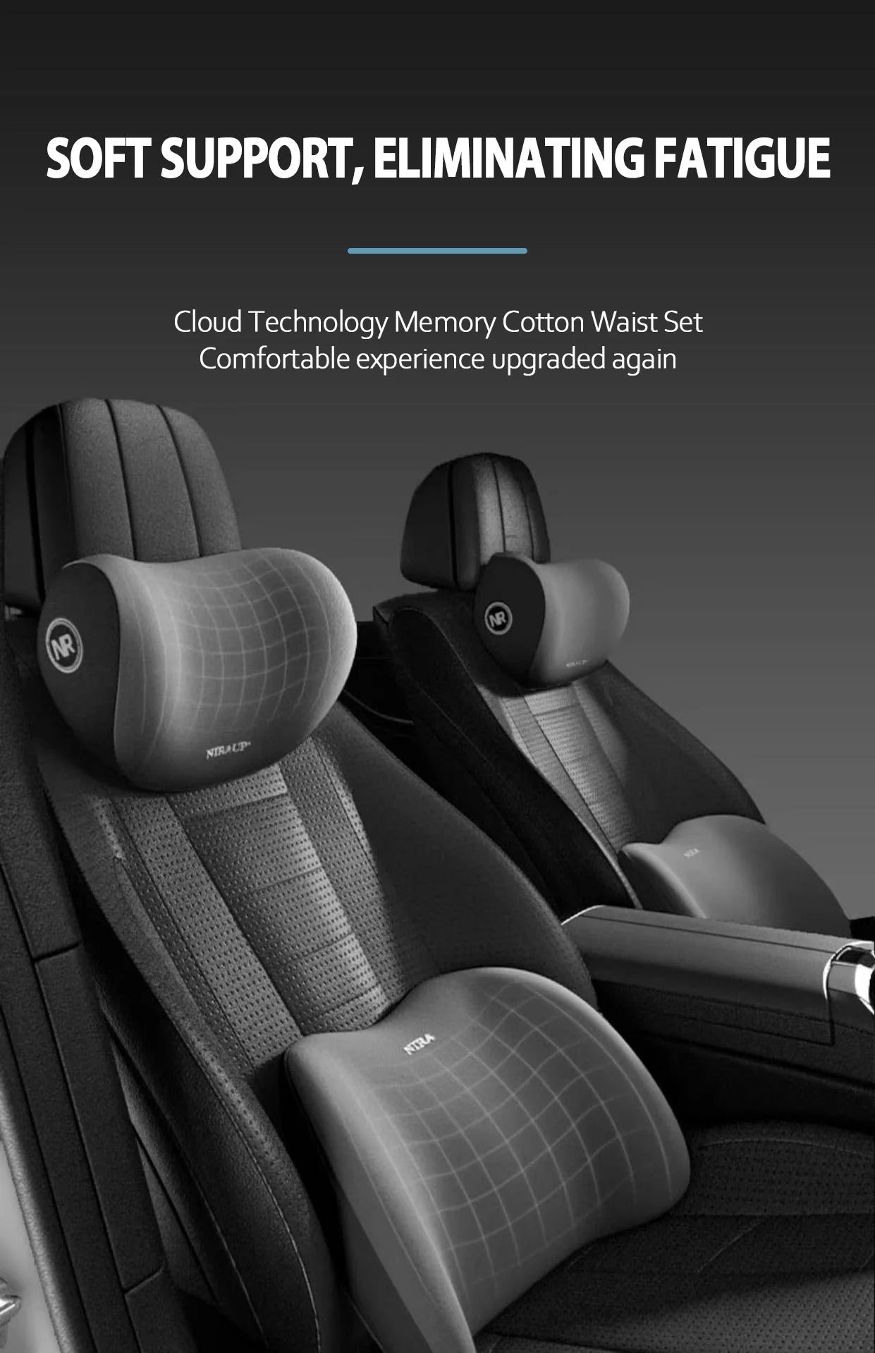 New Arrivals Memory Foam Car Headrest Pillow and Lumbar Support Cushion Back Seat Interior Accessories