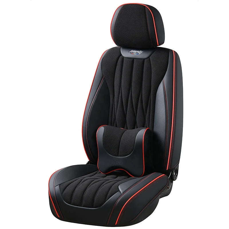 2025 Luxury All Seasons Automobile Cushion Breathable Black Yellow Seamless Leather Full Set Car Seat