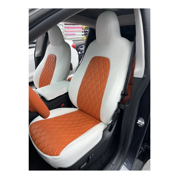 Tesla Model Y Exclusive Luxury Nappa Leather Car Seat Cover Full Set Seat Protector