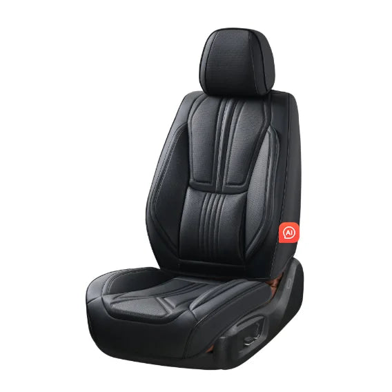 Comfortable Breathable Black Classic  Leather Car Protect Seat Cover Full Set