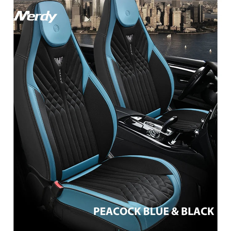 Luxurious comfort Leather & Ice Silk Fabric Full Set Car Seat Cover Seat Protector