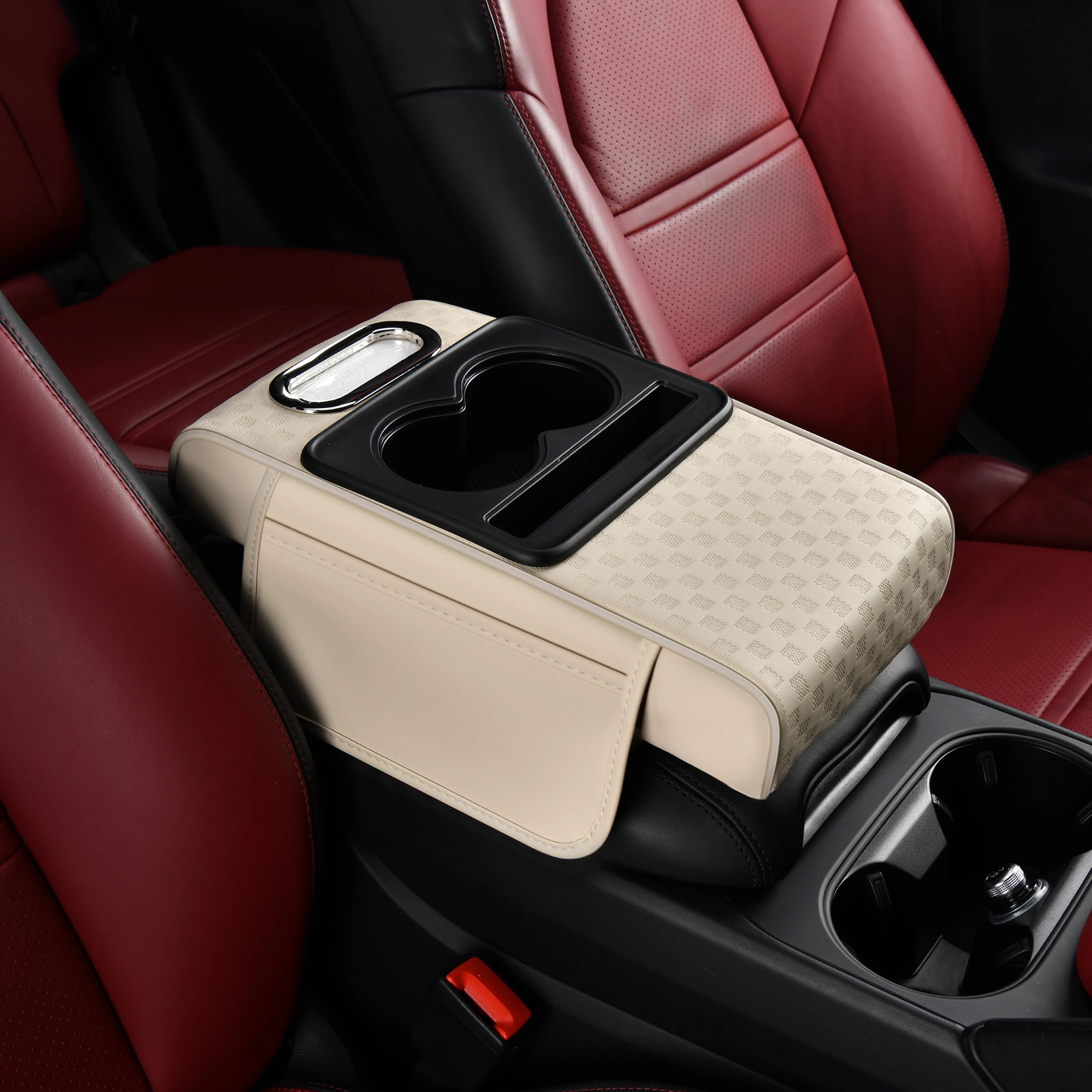 High Quality Car Armrest Box Leather Extender Pad Cushion Center Console Storage Bag Cup Holder Tissue Box