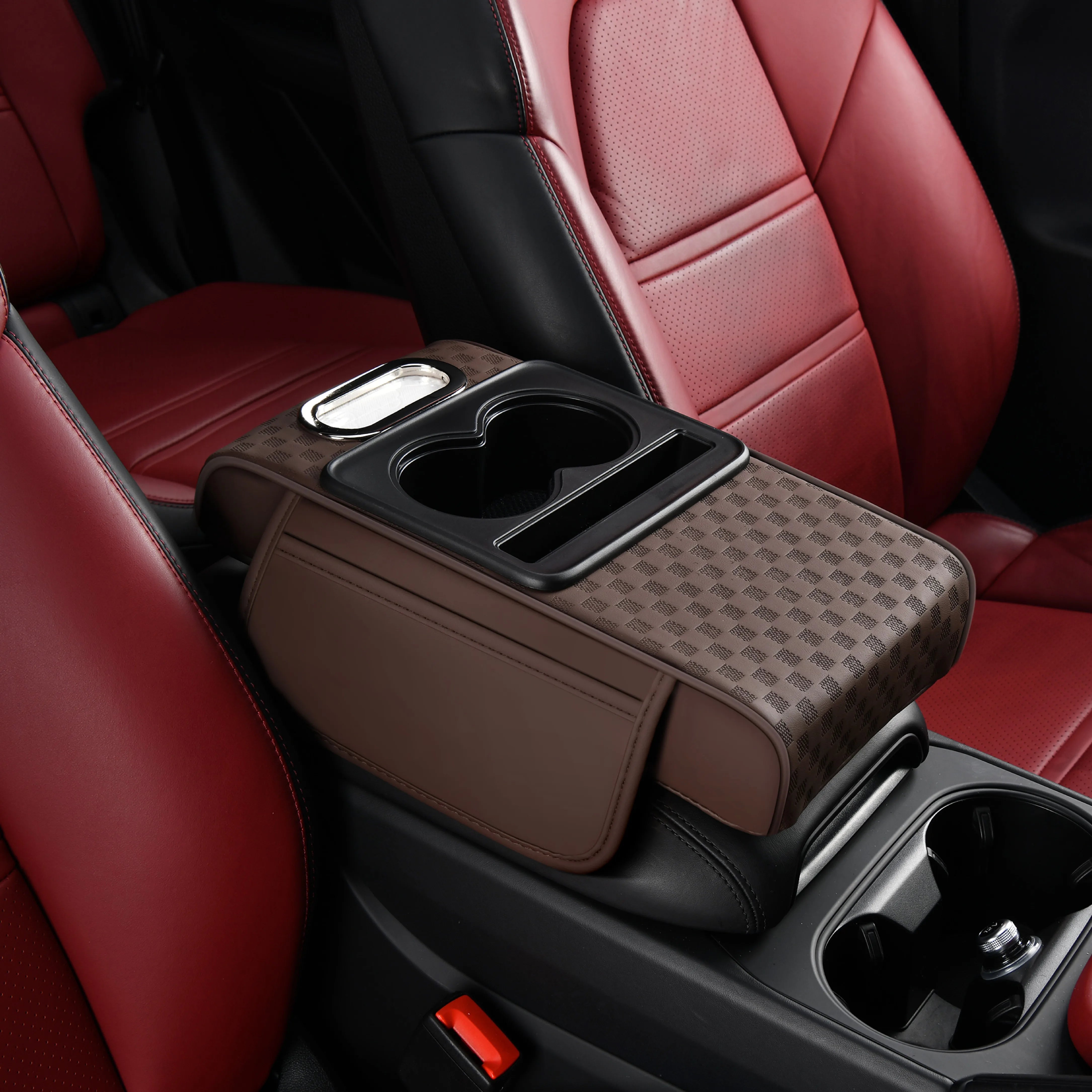 Multi-Functional Car Armrest Box Leather Storage Bag Cup Holder Tissue Box for Auto Interior Accessories