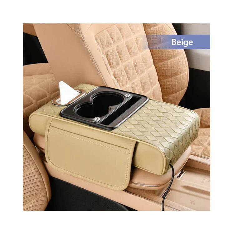 Factory Supply Car Armrest Box With Storage Bag Leather Hand Rest Support Cushion Tissue Box