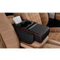 Most Popular 2025 8cm Thickened Car Storage Box with Double Cup Holder Leather Pad Car Armrest Tissue Box
