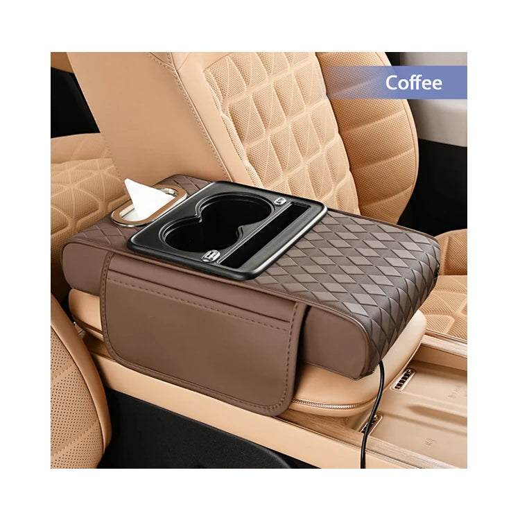 Car Armrest Protection Cushion Car Interior Accessories Car Center Console Phone Cup Bottle Storage with Type-c Interface