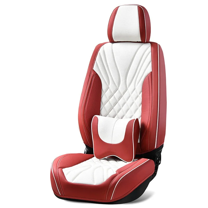 Luxury Car Seat Cover Cushion Set Waterproof Universal Leather Housse Siege Mustan Tesla Ford Deep Blue Yellow