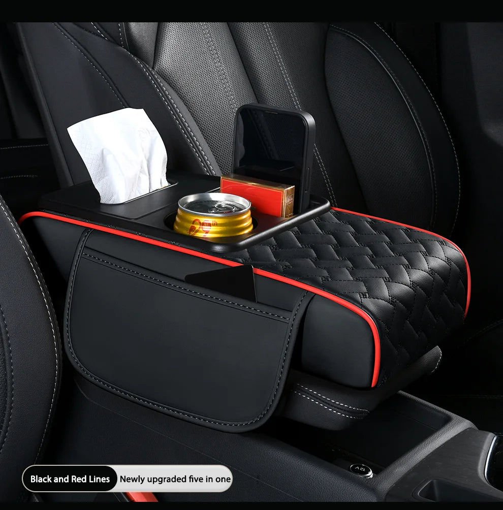2025 New Car Accessories Interior Organizers Car Armrest Cushion Center Console Cover for Phone Napkin Cup Storage