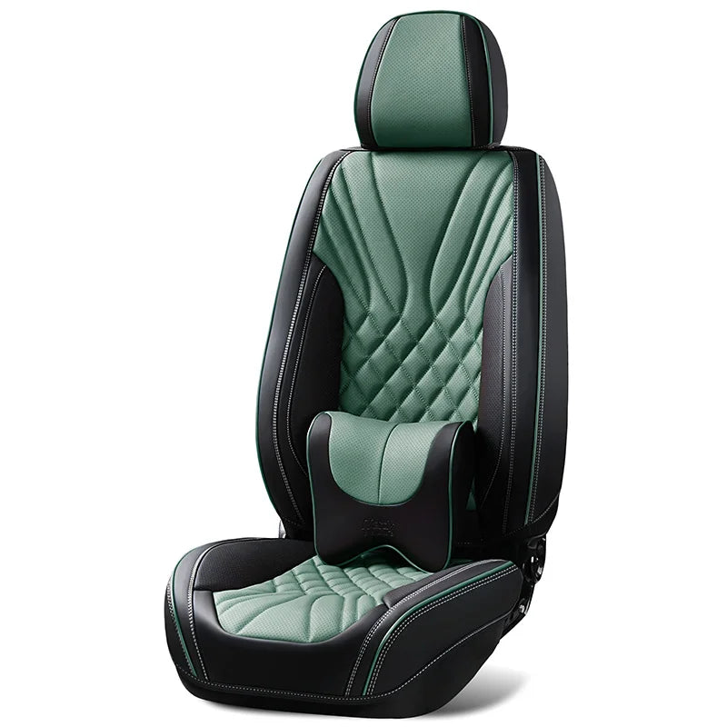 Business Luxury Cozy Comfort Black Green Car Front Rear Designer Leather Seat Covers for Car