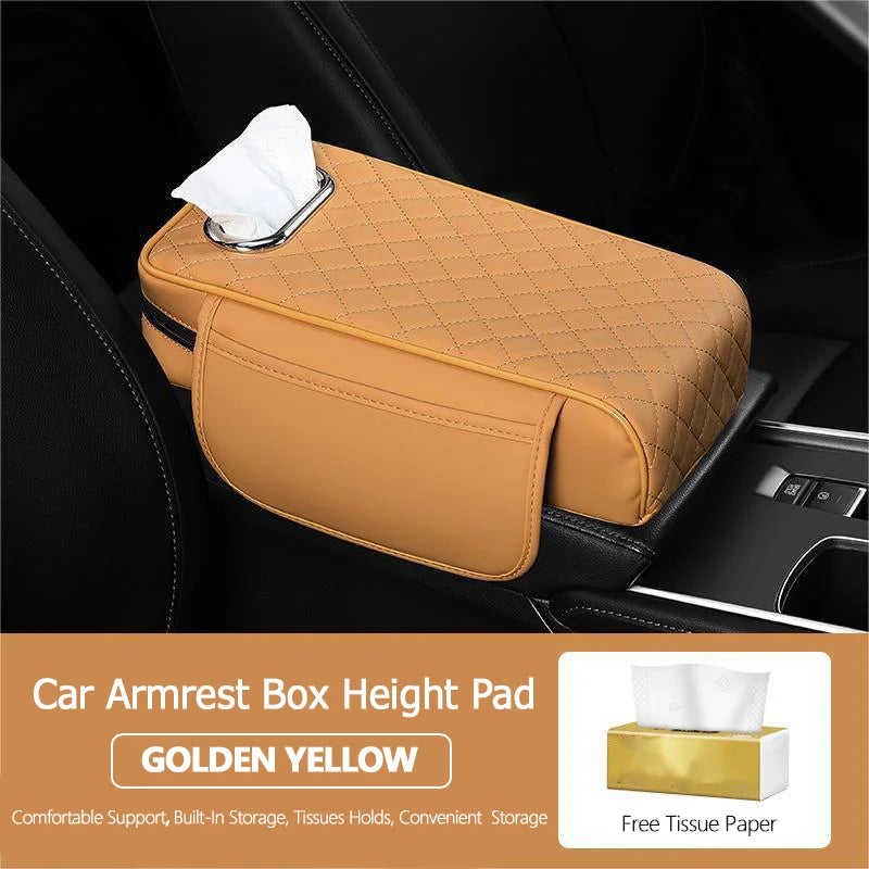 Leather Car Interior Accessories Armrest Storage Box Cover Tissue Storage Capacity for Center Console Mat