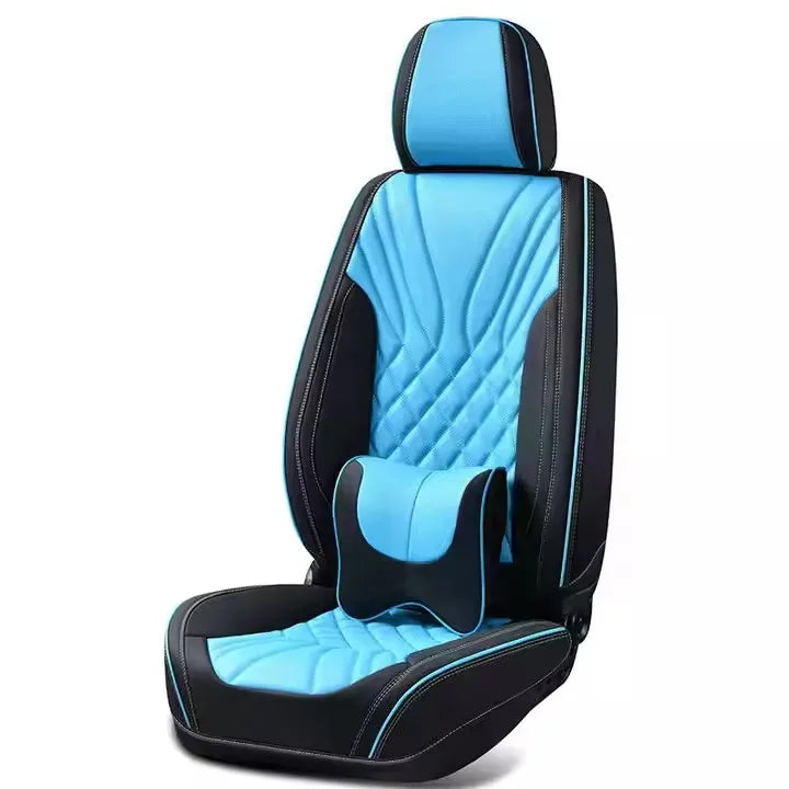 Automobile Cushion Luxury All Seasons Breathable Black Yellow Seamless Leather Full Set Car Seat