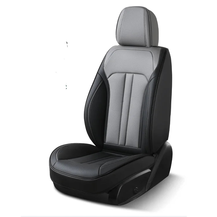 Genuine Leather Concise Style Full Set Car Seat Cover Universal Waterproof Protector for Car Interior Free Size