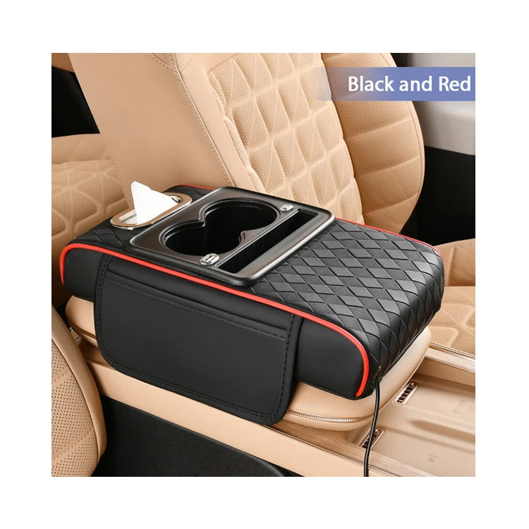 Wholesale Car Armrest Pillow on Center Console With Storage Bag Leather Hand Rest Support Cushion Tissue Box