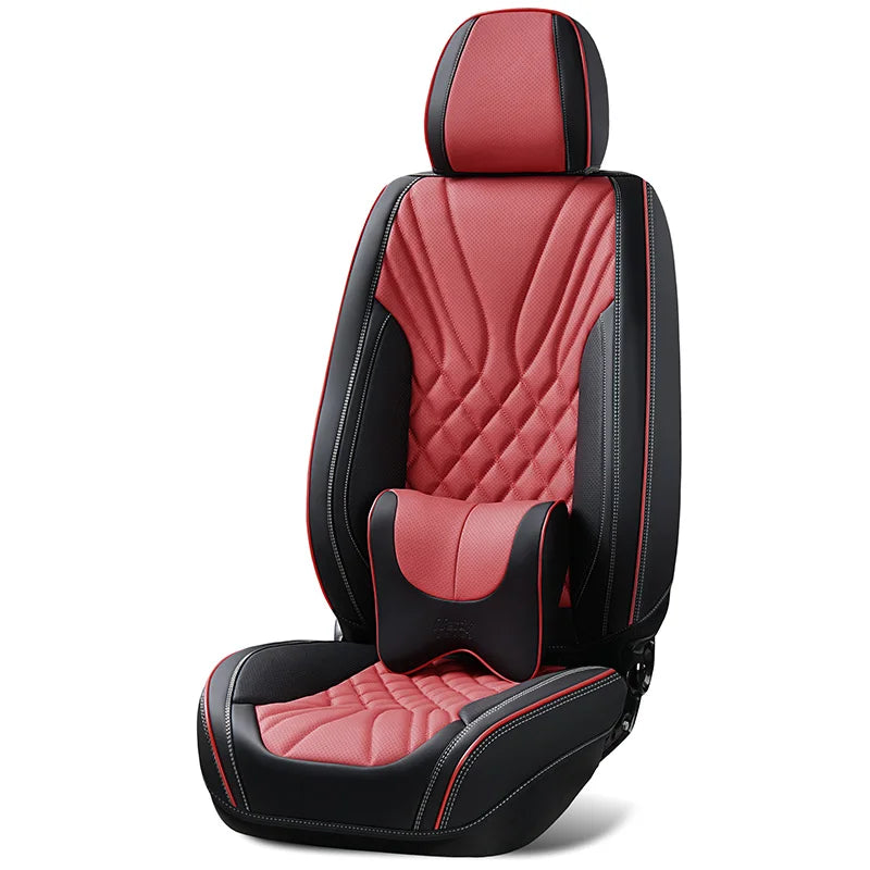 Durable Breathable Four Seasons Universal Leather Custom Waterproof Full Set Pink Luxury Car Seat Covers
