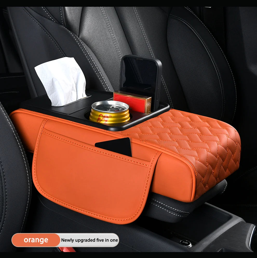 2025 New Car Accessories Interior Organizers Car Armrest Cushion Center Console Cover for Phone Napkin Cup Storage