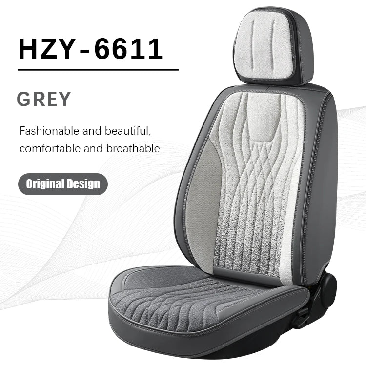 Custom Leather Luxury Breathable Car Seat Cover Full Set for Universal Car Seat Protector