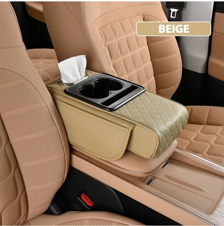 Wholesale Price Car Armrest Pillow on Center Console With Leather Hand Rest Support Cushion Tissue Box Cup Phone Storage Box