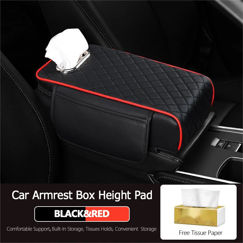 Luxury Car Interior Accessories Elegant Armrest Storage Box Mat Center Console Pad with Tissue Storage Capacity