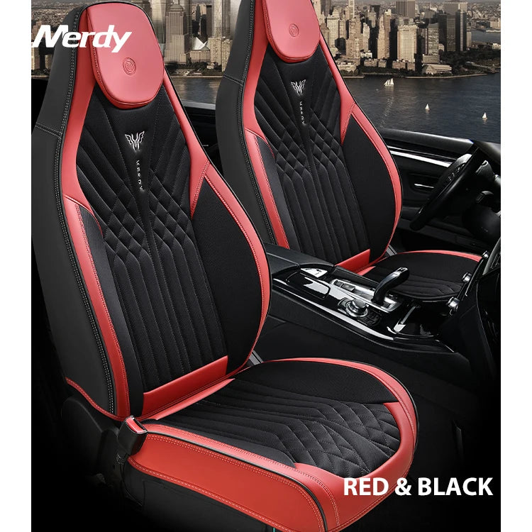 Luxurious comfort Leather & Ice Silk Fabric Full Set Car Seat Cover Seat Protector