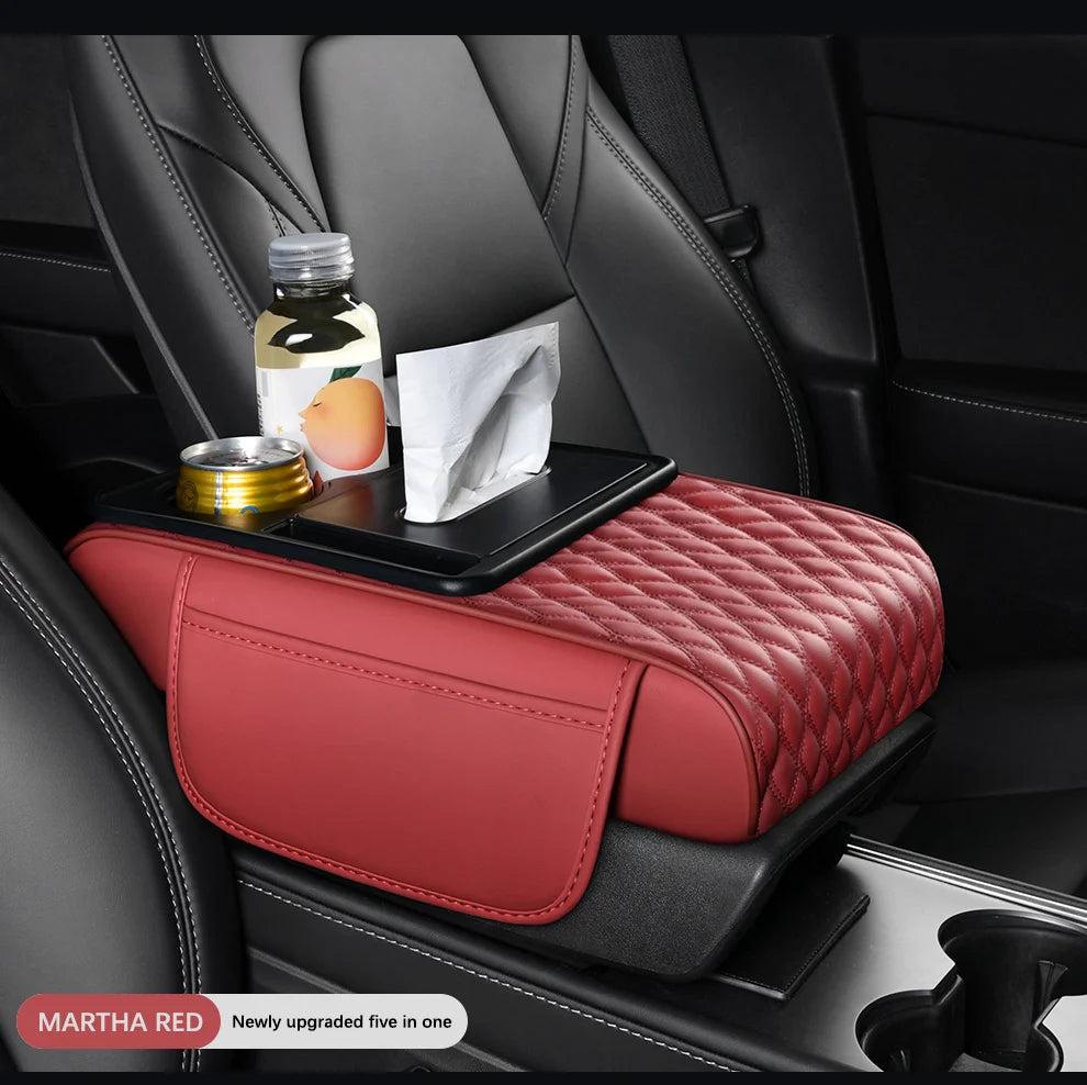 Custom Muti-color Simple Luxury Universal Car Leather Armrest Box Storage Pad for Car Interior Accessories Upgraded