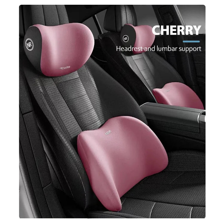 Memory Foam Car Headrest Pillow and Lumbar Support Cushion Back Seat Interior Accessories