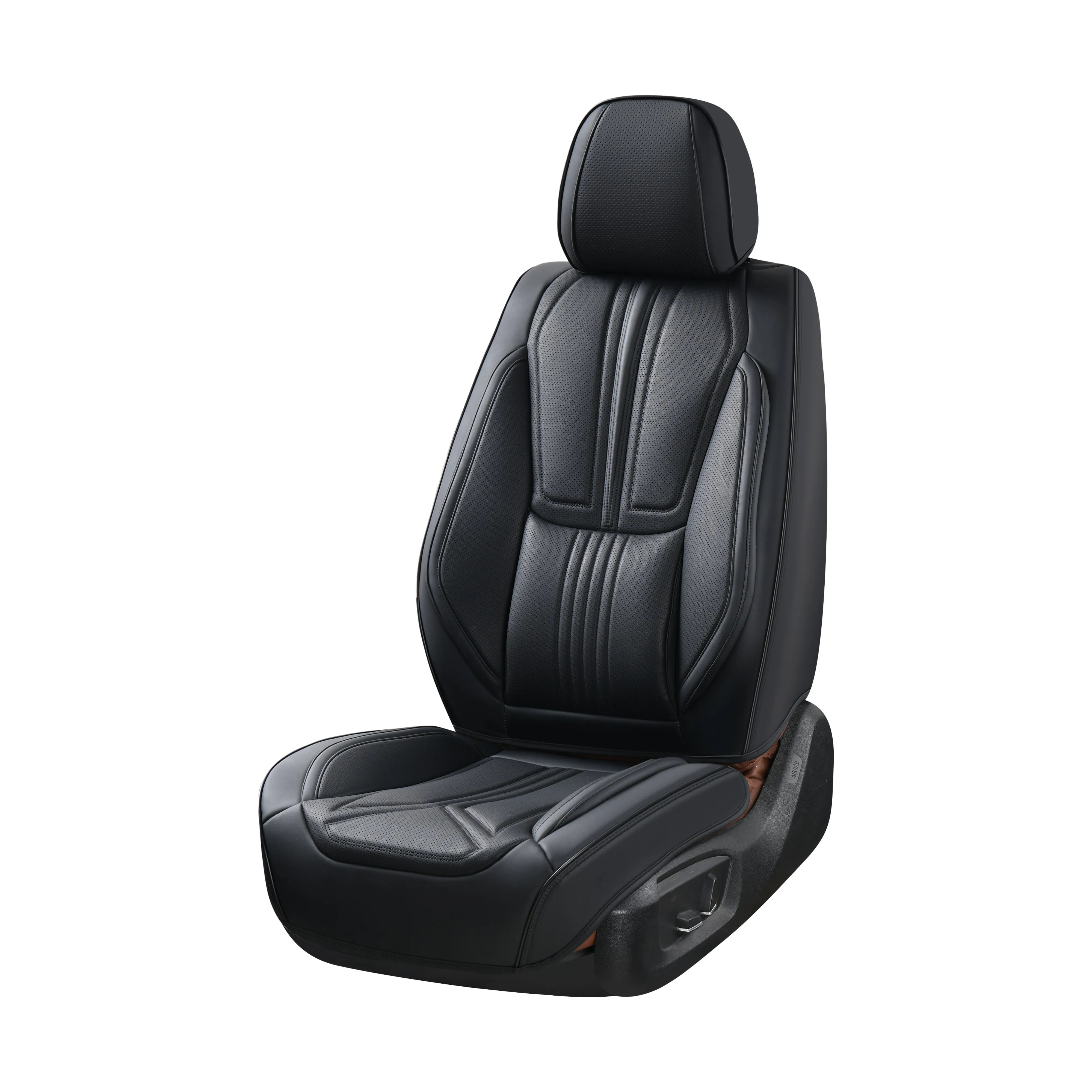 Auto Accessories Breathable Comfort Black Universal Leather Car Four Seat Cover Full Set