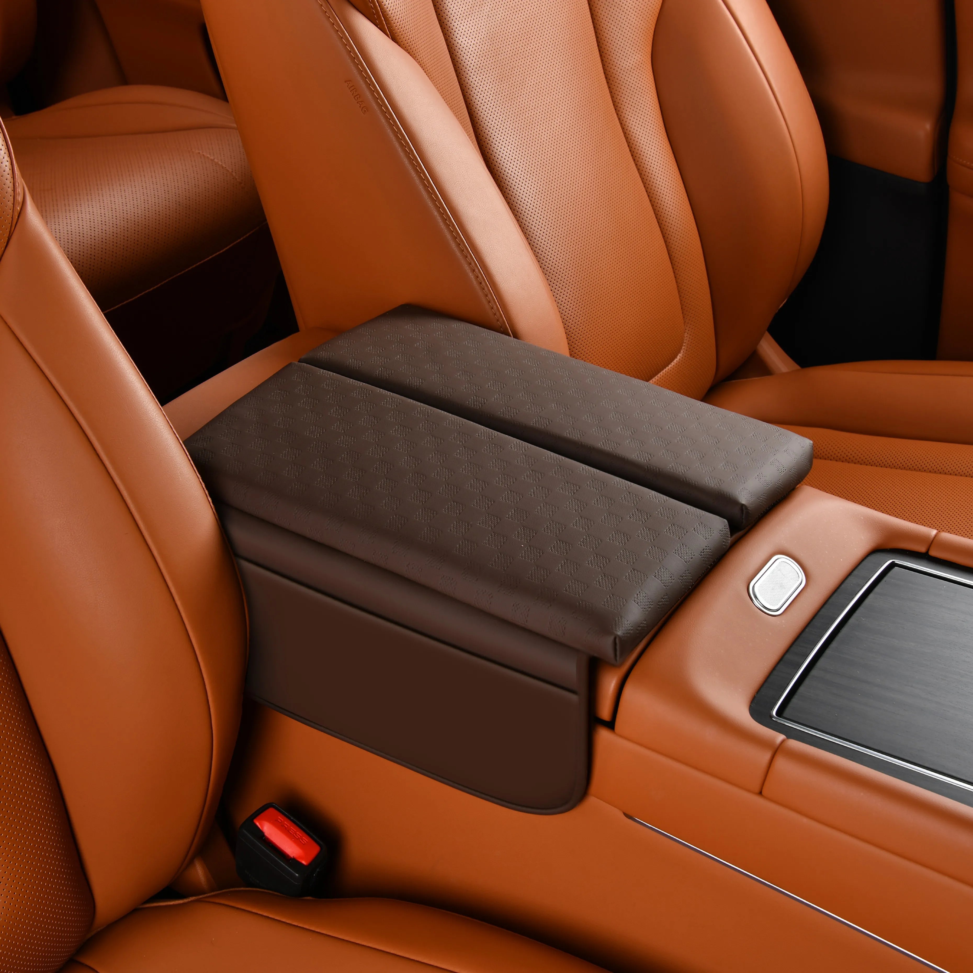 Li Auto Leather Car Armrest Cushion Pad Protector Soft Memory Foam Openable Car Center Console Armrest Cover With Side Pocket