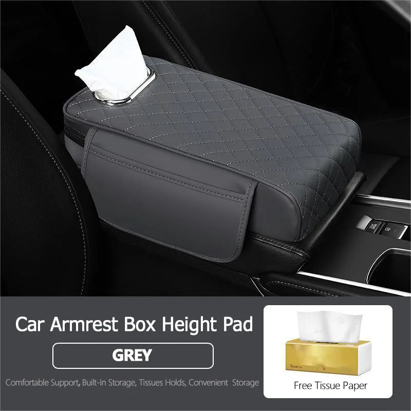 Luxury Elegant Leather Car Interior Accessories Armrest Storage Box Cover High Tissue Storage Capacity for Center Console Mat