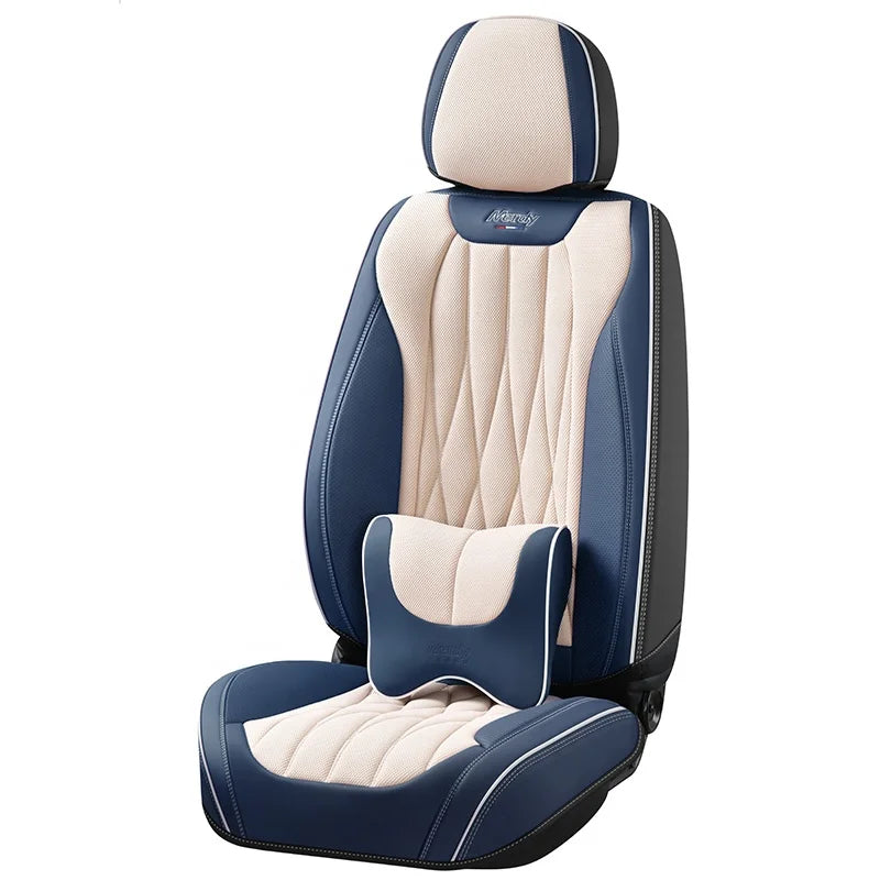 Universal Set of Breathable Leather Car Seat Covers Washable Automotive Vehicle Cushion Full Set
