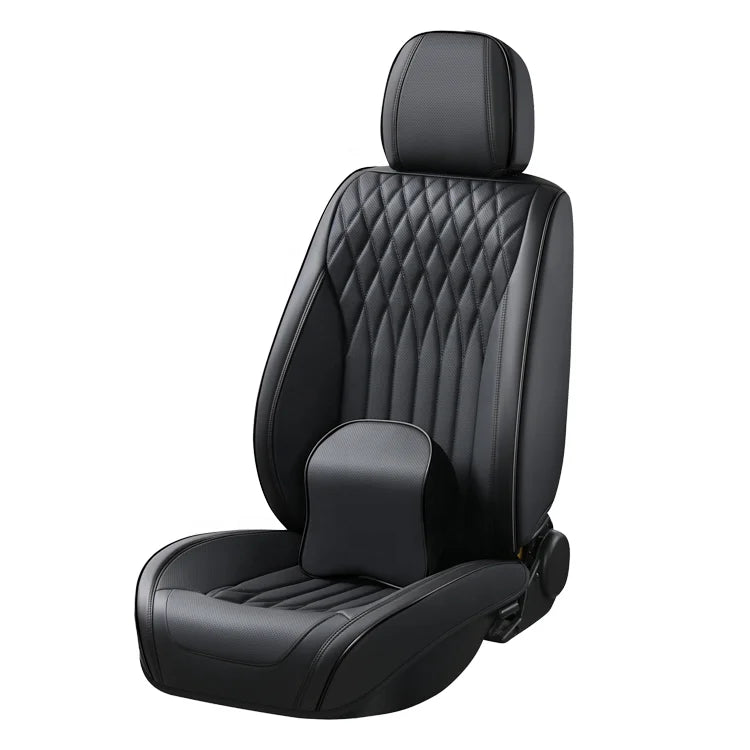 Genuine Leather Classic Style Luxury Car Seat Cover Full Set Waterproof PVC Seat Protector for Universal Car Accessories