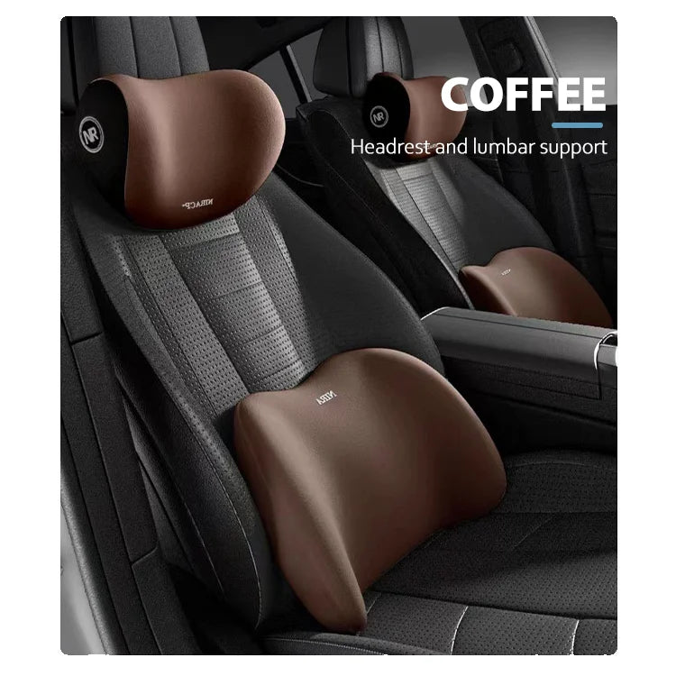Memory Foam Car Headrest Pillow and Lumbar Support Cushion Back Seat Interior Accessories